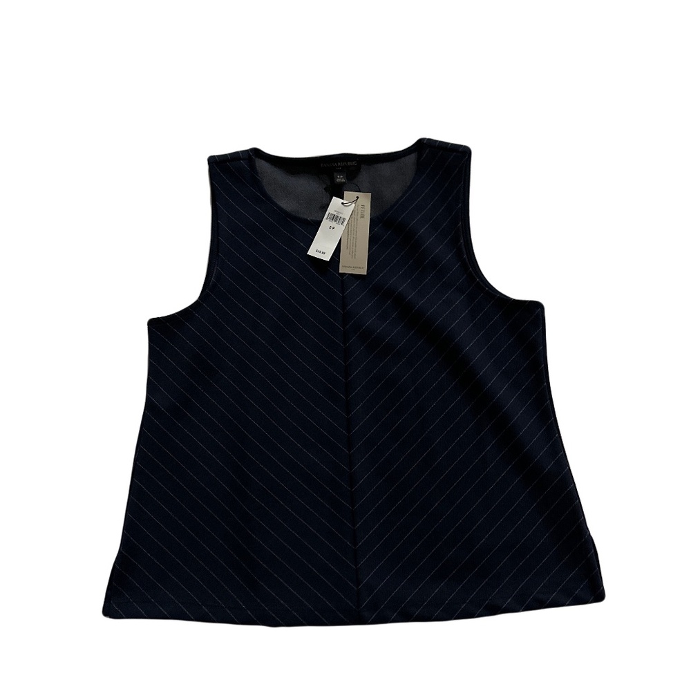 Banana Republic Sleeveless Blouse, Striped, Navy Blue, Size SP, New W/Tag